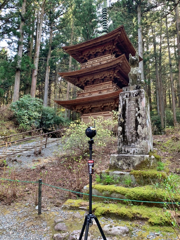 駒ヶ根市光前寺三重塔・霊犬早太郎・360°カメラ